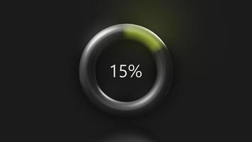 Loading with error on black background. Motion. Loading ring with inscription error. Glowing ring with percentages of loading or charging gives error video