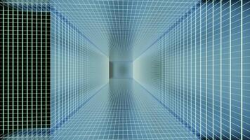 Bright light blue corridor. Design. A long rectangular corridor in abstraction that moves with iridescent colors. video