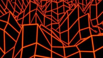 Abstract moving transformed neon grid on a black background. Design. Visualization of hilly path with mountain silhouettes. video