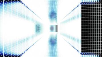 3D maze corridor. Design. Moving 3d virtual corridor with grid. Bright maze corridor with grid. Dangerous virtual maze with grid video