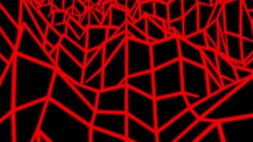 Digital abstract background with network connection structure. Design. 3D red silhouettes of mountains or rocks, seamless loop. video