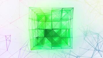 Light bright background.Motion. A large rectangle made of thin lines in animation shimmers with different shades of colors and the position of the lines changes. video