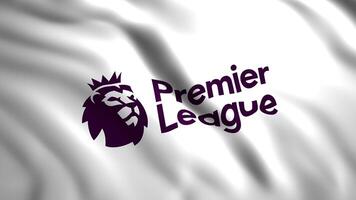 White background.Motion.The symbol of the Premier League with the image of a lion on the flag.Use only for editorial. video