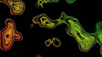 Abstract moving colored background with green and orange stains flowing into others. Design. Transforming gradient surface. video