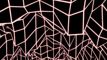 Abstract moving transformed neon grid on a black background. Design. Visualization of hilly path with mountain silhouettes. video