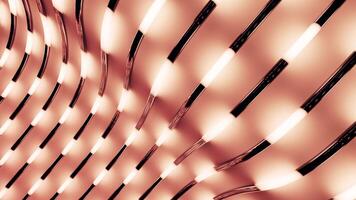 Moving luminous stripes in tubes. Design. Background of curved tubes on surface with luminous strokes. Moving luminous strokes move in tubes video