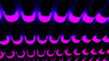 Abstract parallel black tubes with surrounded pink neon lights, seamless loop. Design. Pipes with energy lights. video