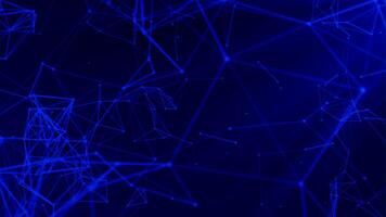 Plexus of abstract neon geometrical lines with moving triangles and dots. Motion. 3D colorful scientific background. video