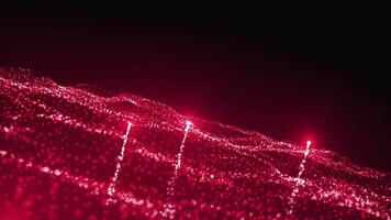 Bright rotating stream with luminous particles. Motion. Wavy stream of luminous particles with stars. Rising bright particles above wavy stream video