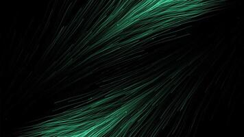 Abstract green plumes flying diagonally towards each other isolated on a black background. Motion. Magic and fairytale concept. video