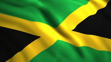 Background of bright waving flag. Motion. Beautiful 3D animation with waves on canvas of waving flag of country. Waving canvas of flag of Jamaica video
