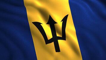 Beautiful background with waving flag. Motion. 3D animation of flag of country moving in waves. National beautiful flag of Barbados video