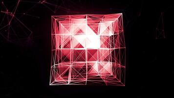 Transparent geometric shape.Motion.A dark background on which a thin white square from the grid is highlighted in different colors. video