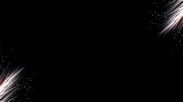 Black background.Motion.Bright lines like feathers, thin pink and white, spread over the footage in abstraction and fly to another corner. video