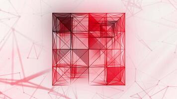 White background.Motion.A bright geometric figure of red and black color that moves and changes direction. video