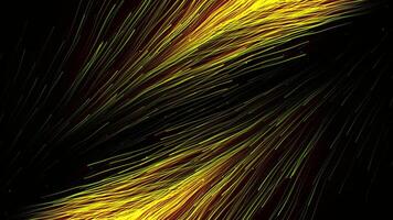 Moving streams of energy lines on black background. Motion. Parallel flows of energy lines. Streams in form of feathers spread in space video