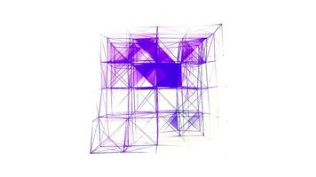 Abstract colorful complex plexus 3D figure. Motion. Triangular edges of a translucent cube. video