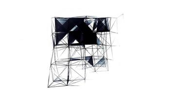 Beautiful abstract white and black polygonal surface moving In 3d animation. Motion. Dark triangles creating monochrome cube. video