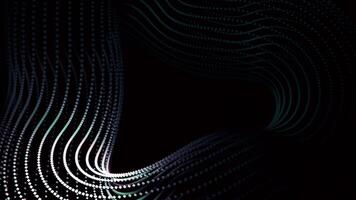Black background.Design. Bright lines and white circles create the silhouette of the figure and move in a circle in animation. video