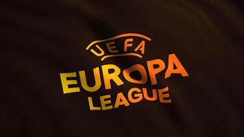 A waving flag of the UEFA Europa League. Motion. Close up of an abstract waving flag, concept of sport. For editorial use. video