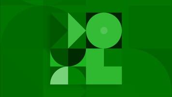 Yellow and green background.Motion.Small various geometric shapes that move and change their colors in abstraction. video