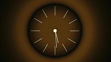 Orange background.Design.Dark clock made in the animation of the hands of which are running fast. video