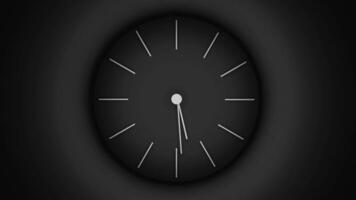 Abstract hand of the clock spinning fast, time passing and opportunities concept. Design. Silhouette of clock face on a black background, seamless loop. video