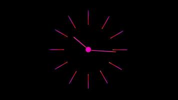 Black background.Design. Hour hands that run backwards in lilac color in abstraction on a dark background video
