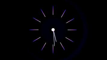 Abstract hand of the clock spinning fast, time passing and opportunities concept. Design. Silhouette of clock face on a black background, seamless loop. video
