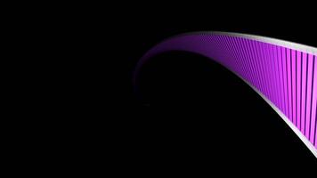 Black background.Design. A purple long line in abstraction moves forward in 3d format on a dark background. video