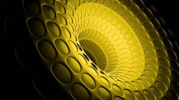 3d funnel moving from inside. Design. Black hole with moving funnel inside. Bright 3d structure of black hole from side on black background video
