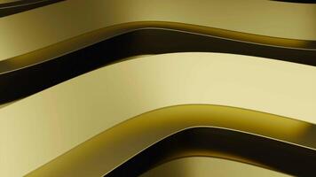 Abstract wide golden lines moving and creating effect of endless rotation. Design. Bended stripes moving isolated on a black background. video