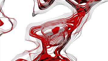 Abstract transformed red rings on a white background, seamless loop. Design. Unusual stains of fluid texture. video