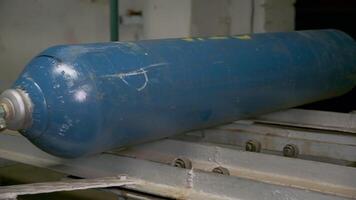 Equipment at the factory. Clip. A large room with huge bolons of gas that move and lie on top of each other. video