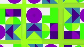 Stylish animation with colorful geometric shapes. Motion. Application in animation with bright contrasting colors and shapes. Retro style in animation with geometric shapes video