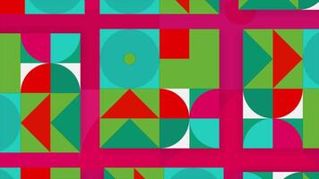 Stylish animation with colorful geometric shapes. Motion. Application in animation with bright contrasting colors and shapes. Retro style in animation with geometric shapes video