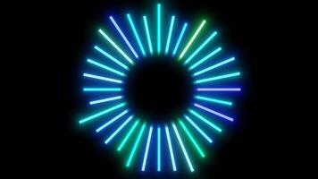 Ball with equalizers on black background. Design. Halo of bright neon lines. Equalizer is in shape of semicircle. Club equalizer around ball video