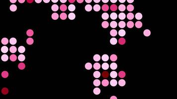 Dark background.Design.Pink and yellow balls in abstraction running and flashing on the footage. video