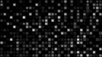 Disco background with moving glowing squares. Motion. Retro background with moving squares in style of club. Moving colored squares on black background in retro style video