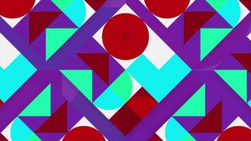 Geometric pattern with seamlessly looping circles, squares, and triangles. Motion. Modernist abstract background in purple and blue tonesGeometric pattern with seamlessly looping circles, squares, and video