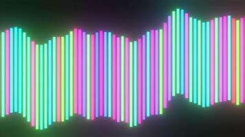 Black background.Design.Bright multicolored lines in abstraction sparkle and seem to dance changing their size. video