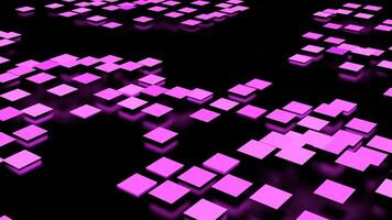 Abstract pink waving surface of small squares isolated on a black background. Design. Blinking and jumping field of squares. video