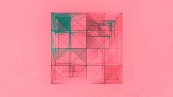 Pink and white background.Motion.A bright background with large bright squares in animation that move and change colors in 3 d. video