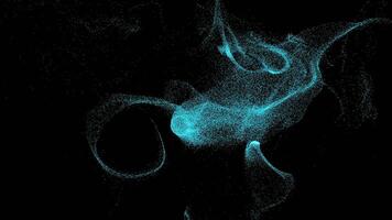 Black background.Motion. Shiny pink and blue small particles in abstraction draw different patterns. video