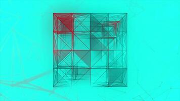 Beautiful abstract polygonal surface moving in animation. Motion. Bright triangles creating cubic figure. video