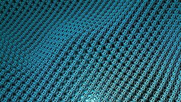 Animated pattern with isometric symbols of cryptocurrency Bitcoin. Design. Abstract waving texture of small particles with bitcoin icons. video