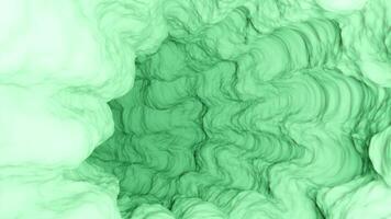 Green delicate background.Design. A bright tunnel that moves forward in abstraction and decorated with different three-dimensional lines in 3d. video