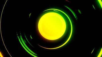 Black background.Design.Bright lines in abstraction around a sphere that rotate in 3d. video