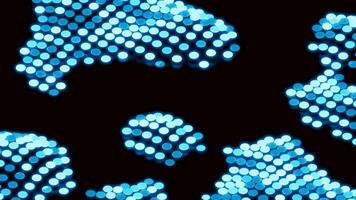 Mosaic dots move in spots on surface. Design. 3D dots move in spots on black background. Wave spots of colorful dots video
