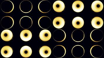 Background of glowing retro dots with rings. Design. Changing circles in retro style of light bulbs. Background of changing circles with dots in retro style video